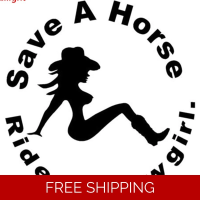 Save a horse ride a cowgirl die cut vinyl decal sticker